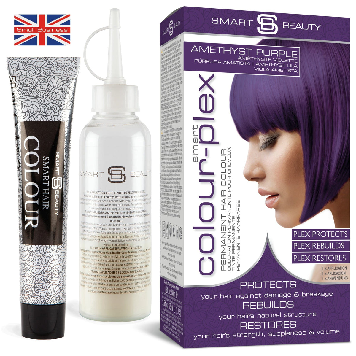 Smart Beauty Amethyst Purple Hair Dye with Added Plex Hair Care Conditioner, Permanent Hair Colour