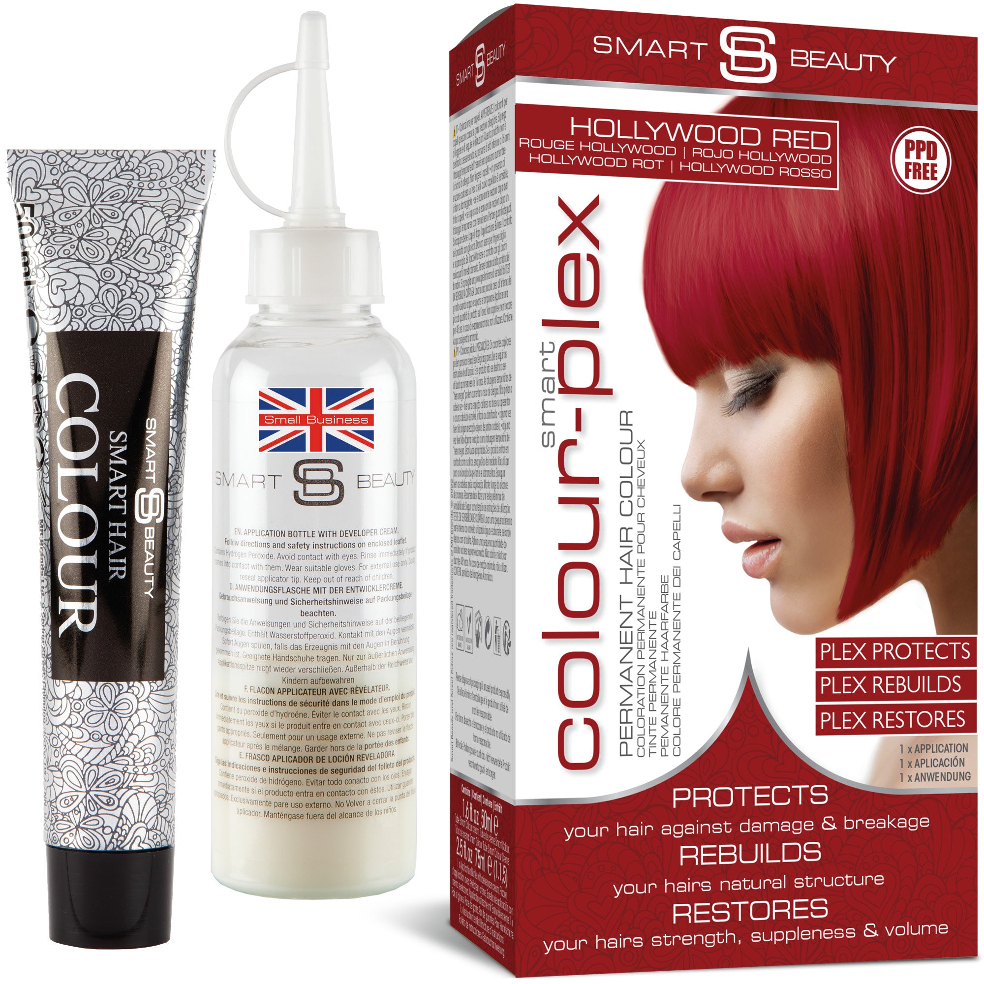 Hollywood Rot Haarfarbe mit Plex Haarpflege-Conditioner, Permanente Haarfarbe