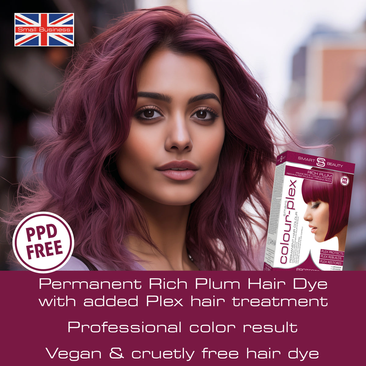 Rich Plum Hair Dye with Added Plex Hair Care Conditioner, Permanent Hair Colour