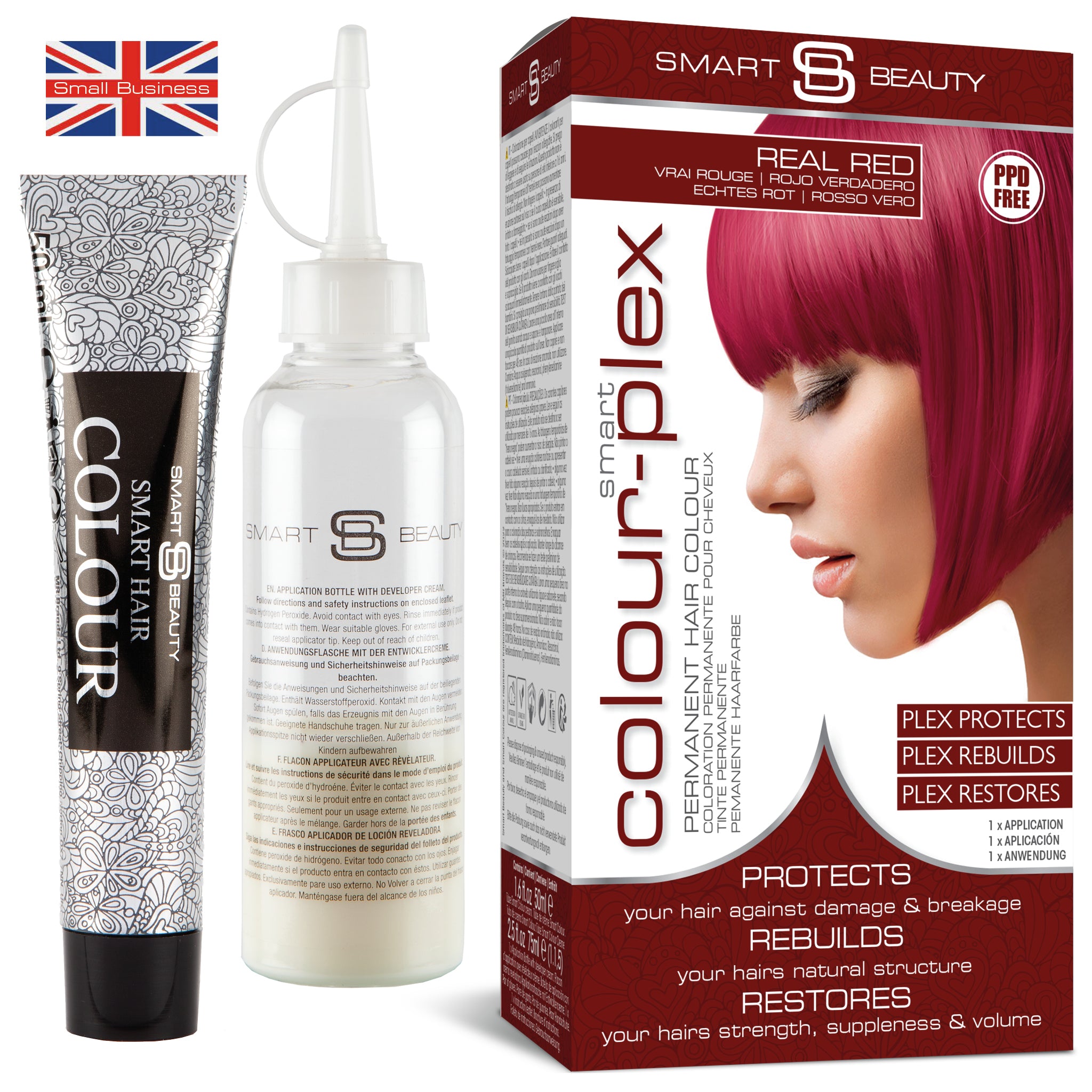 Echte rote Haarfarbe mit zusätzlichem Plex-Haarpflege-Conditioner, permanente Haarfarbe