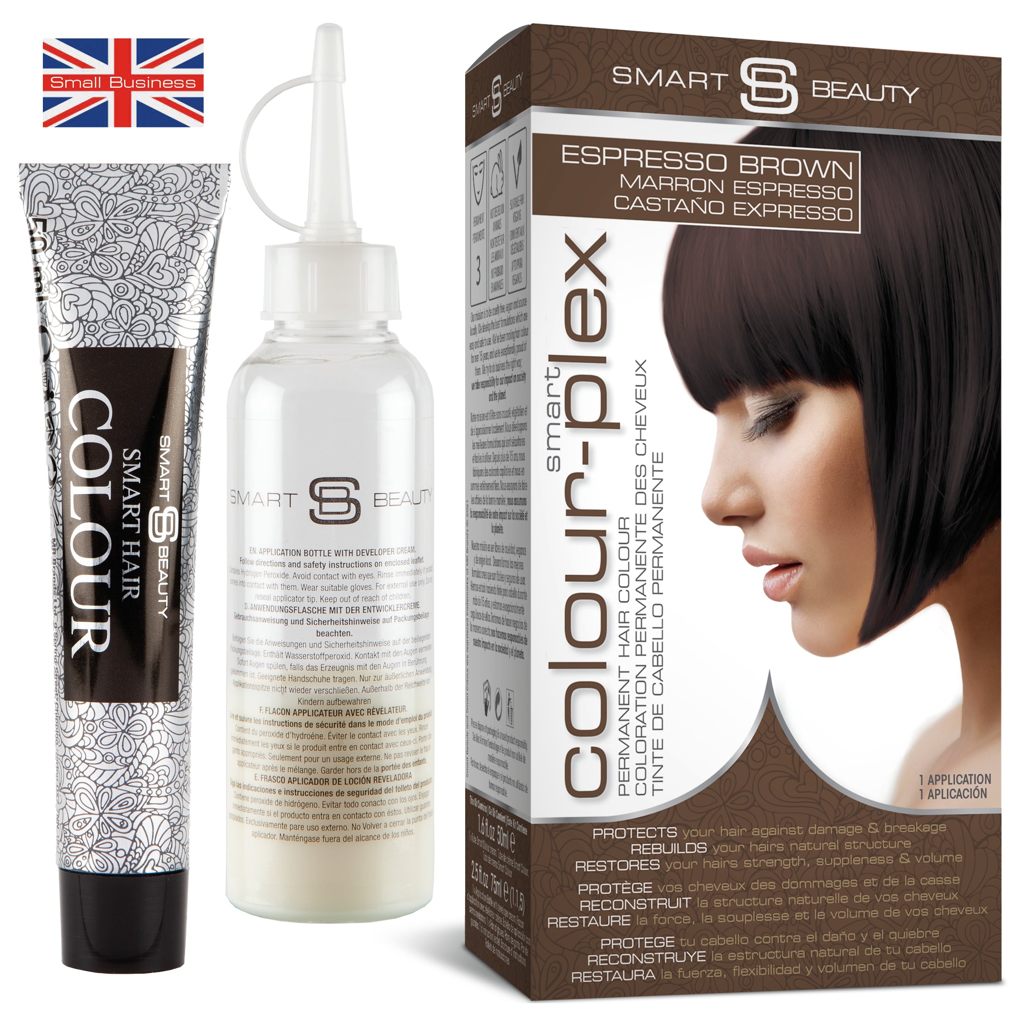 Espressobraune Haarfarbe mit Plex Haarpflege-Conditioner, Permanente Haarfarbe