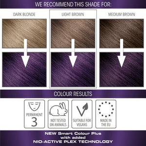 vegan cruelty free nio-plex conditioning permanent hair colour swatches purple amethyst