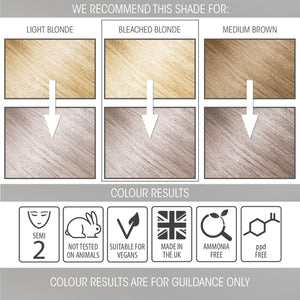 vegan cruelty free hair colour swatches semi-permanent pastel silver moon