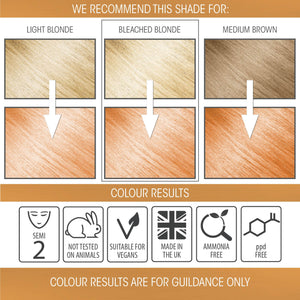 vegan cruelty free hair colour swatches semi-permanent pastel sunset orange